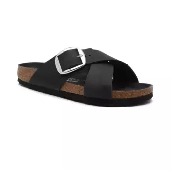 Кожаные тапочки Siena с большой пряжкой Leoi Birkenstock, черный