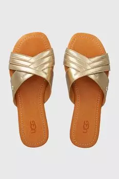 Кожаные тапочки UGG Kenleigh Slide Ugg, золотой