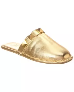 Кожаные тапочки Valentino с римскими заклепками, бежевый