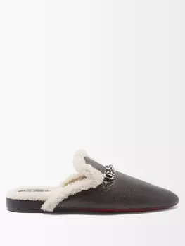 Кожаные тапочки woolito swing Christian Louboutin, черный