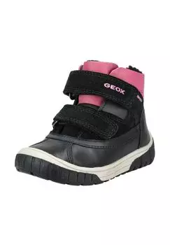 Кожаные/текстильные ботильоны GEOX, цвет Schwarz/pink