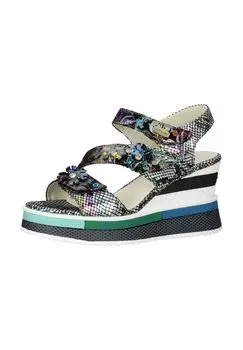 Кожаные/текстильные сандалии LAURA VITA, черный