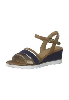 Кожаные/текстильные сандалии MARCO TOZZI, темно-синий