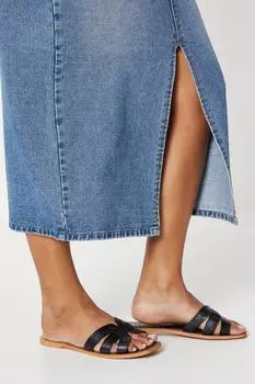 Кожаные тканые шлепанцы Jemma Dorothy Perkins, черный