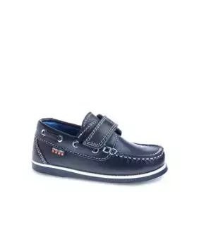 Кожаные топсайдеры для мальчиков с застежкой на липучку Pablosky, темно-синий