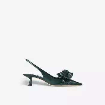 Кожаные туфли Amita на каблуке с пяткой на пятке, украшенные цветами Jimmy Choo, зеленый