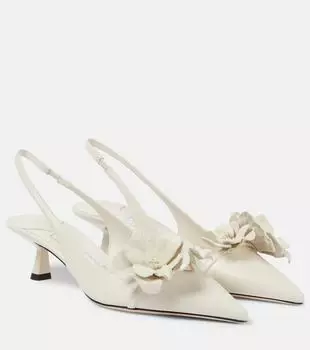 Кожаные туфли amita с пяткой на пятке и цветочным принтом Jimmy Choo, белый