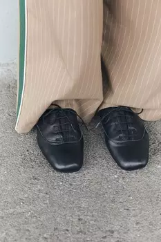 Кожаные туфли дерби ZARA, черный