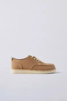 Кожаные туфли дерби ZARA, коричневый