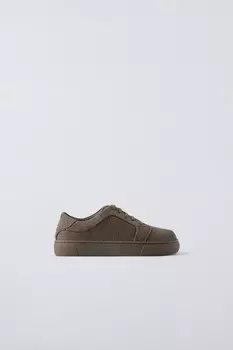 Кожаные туфли дерби ZARA, серо-коричневый