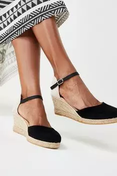 Кожаные туфли Forever Comfort на низкой танкетке с закрытым носком Next, черный