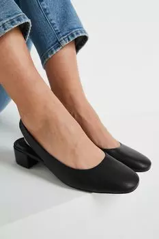Кожаные туфли Forever Comfort на низком каблуке и ремешком на пятке Next, черный