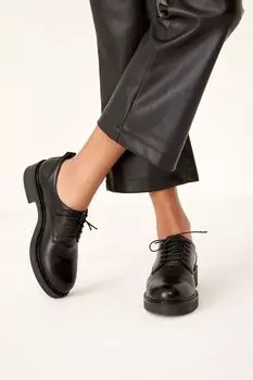 Кожаные туфли Forever Comfort на шнуровке и толстой подошве Next, черный