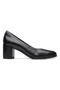 Кожаные туфли Freva на массивном каблуке Clarks, черный