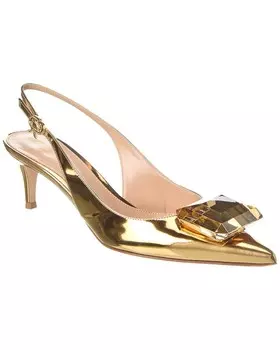 Кожаные туфли Gianvito Rossi Jaipur 55 с ремешком на пятке, золото