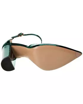 Кожаные туфли Gianvito Rossi Piper Anklet 100, зеленый