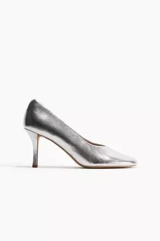 Кожаные туфли H&M, серебряный