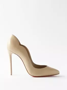 Кожаные туфли hot chick 100 с фестонами Christian Louboutin, бежевый