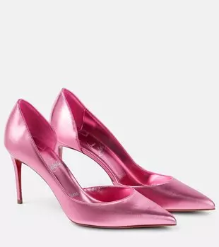 Кожаные туфли iriza 85 с эффектом металлик Christian Louboutin, розовый