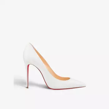 Кожаные туфли Kate 100 на каблуке с острым носком Christian Louboutin, цвет bianco