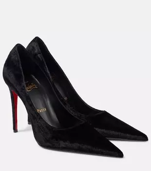 Кожаные туфли Kate Max 100 на каблуке Christian Louboutin, Black/Lin Black