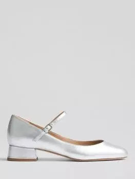 Кожаные туфли-лодочки мэри джейн на массивном каблуке beatrix L.K.Bennett, цвет Metallic Silver