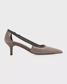 Кожаные туфли-лодочки Monili Kitten Brunello Cucinelli, цвет C1099 Brown