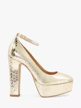 Кожаные туфли-лодочки на платформе Dune Artist, Золотая рептилия