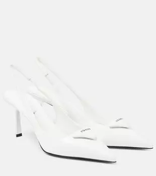 Кожаные туфли-лодочки на ремешке Prada, белый