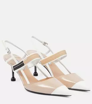 Кожаные туфли-лодочки на ремешке Prada, Cipria Bianco