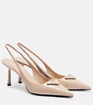 Кожаные туфли-лодочки на ремешке Prada, Powder