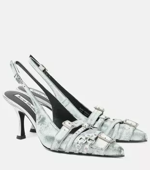 Кожаные туфли-лодочки с открытой пяткой Acne Studios, цвет white/black