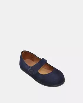 Кожаные туфли Мэри Джейн для девочки с резиновой подошвой и застежкой на пуговицы Chuches, темно-синий
