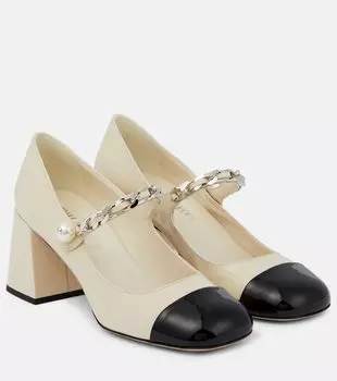 Кожаные туфли Mary Jane Miu Miu, Avorio+Nero