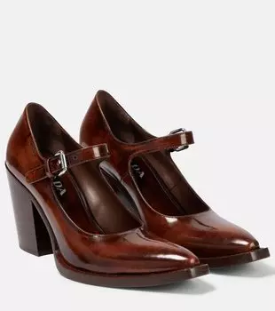 Кожаные туфли Mary Jane Prada, Tobacco Fume