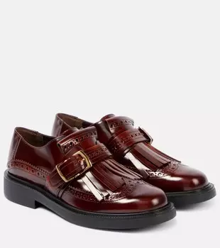 Кожаные туфли-монки с ремешками Tod'S, цвет cuoio scuro