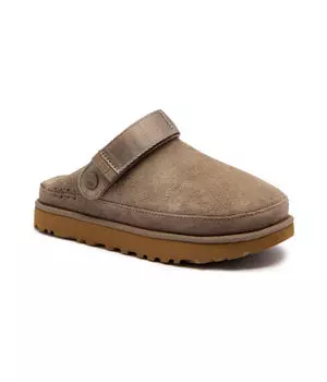 Кожаные туфли-мюли с золотыми сабо Ugg, серый