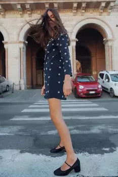 Кожаные туфли на блочном каблуке ZARA, черный