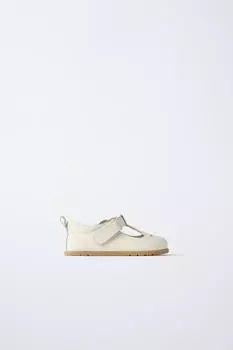 Кожаные туфли на босу ногу ZARA, цвет Ecru White