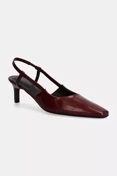 Кожаные туфли на каблуке Calvin Klein 50 LTH, гранатовый