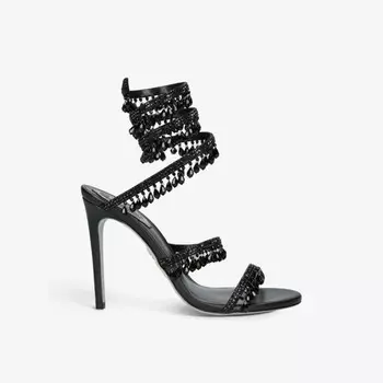 Кожаные туфли на каблуке chandelier 105, украшенные кристаллами Rene Caovilla, черный