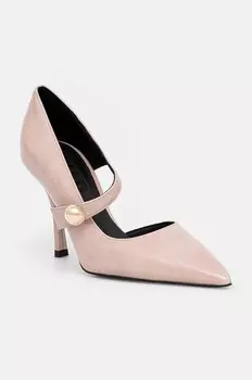 Кожаные туфли на каблуке Furla Sfera Mary Jane, бежевый