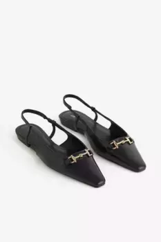 Кожаные туфли на открытой пятке H&M, черный