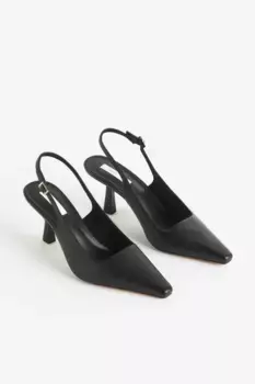 Кожаные туфли на открытой пятке H&M, черный