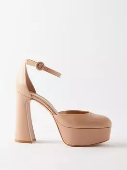 Кожаные туфли на платформе holly 70 Gianvito Rossi, бежевый