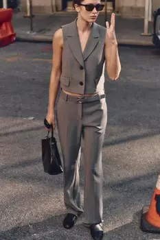 Кожаные туфли на плоской подошве ZARA, черный