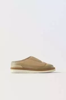 Кожаные туфли на подкладке ZARA, экрю белый