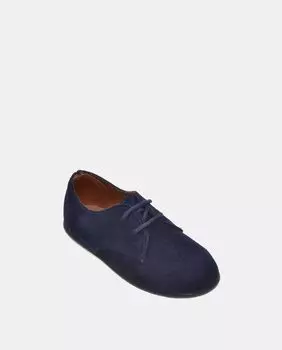 Кожаные туфли на шнуровке для мальчика на резиновой подошве Chuches, темно-синий