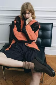 Кожаные туфли на шнуровке ZARA, коричневый