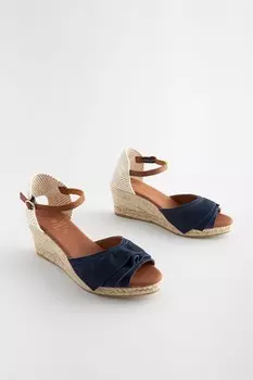 Кожаные туфли на танкетке Forever Comfort с оборками Next, синий